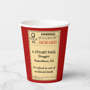 Personalized Funny Vintage Arsenic Label Red Paper Cups