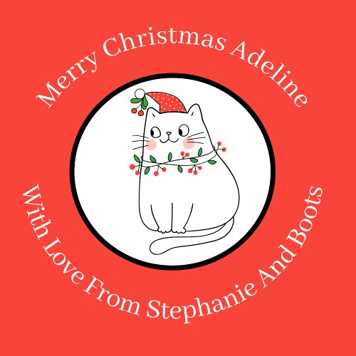 Personalized Funny White Interested Christmas Cat  Wrapping Paper