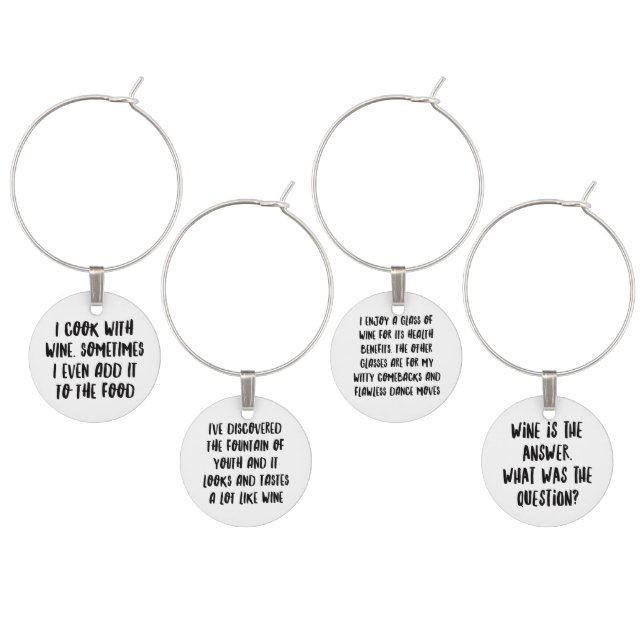 Personalized Funny Wine Bar Quotes I Wine Charms (Staggered)