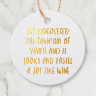 Personalized Funny Wine Bar Quotes IV Foil Favor Tags