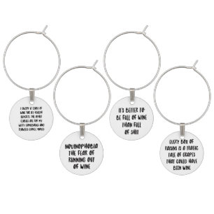 Personalized Funny Wine Bar Quotes IV Wine Charms