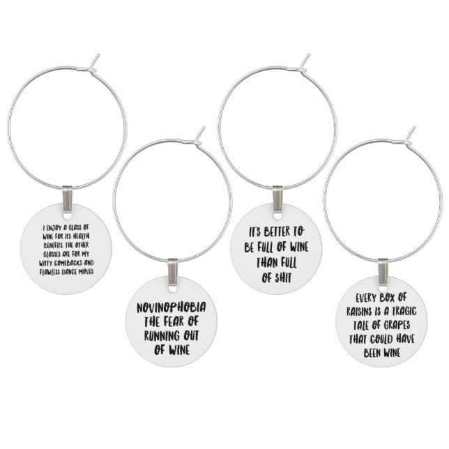 Personalized Funny Wine Bar Quotes IV Wine Charms (Staggered)