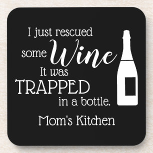 Personalized Funny Wine Lover Quote Mom Kitchen Beverage Coaster
