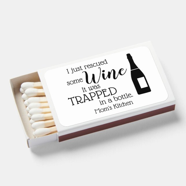 Personalized Funny Wine Lover Quote Mom Kitchen Matchboxes (Front Open)
