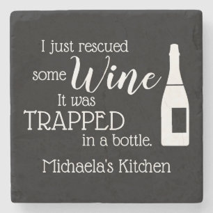 Personalized Funny Wine Lover Quote Mom Kitchen Stone Coaster