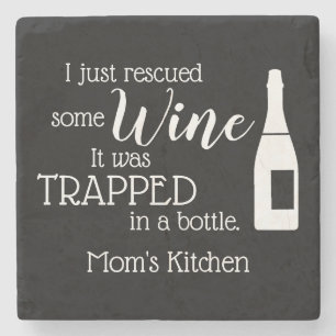 Personalized Funny Wine Lover Quote Mom Kitchen Stone Coaster