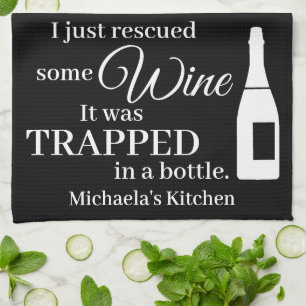 Personalized Funny Wine Lover Quote Mom Kitchen Towel