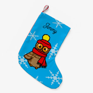 Personalized Funny Winter Owl Holiday Small Christmas Stocking