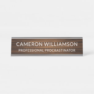 Personalized Funny Wood Paneling Procrastinator Desk Name Plate