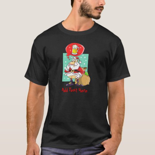 Personalized Funny Xmas Cartoon Beer Santa T_Shirt