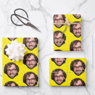 Personalized Funny Yellow Custom Face Photo Wrapping Paper Sheets