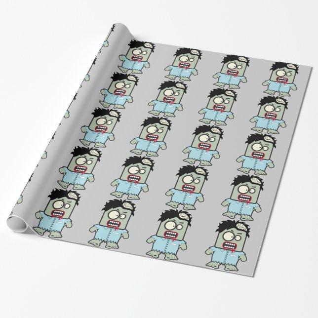 Personalized FUNNY ZOMBIE cartoon Wrapping Paper (Unrolled)