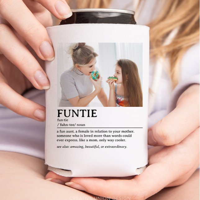 Personalized Funtie Definition Quote Can Cooler (gift for sister)