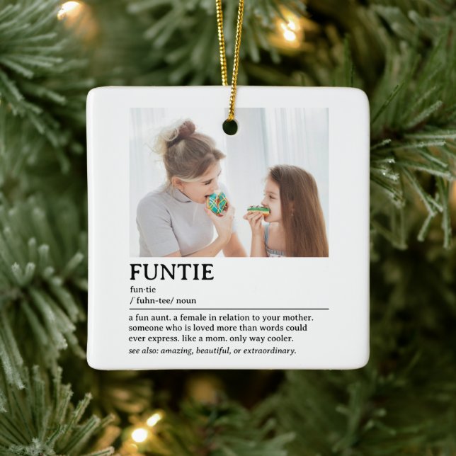 Personalized Funtie Definition Quote Ceramic Ornament (Tree)