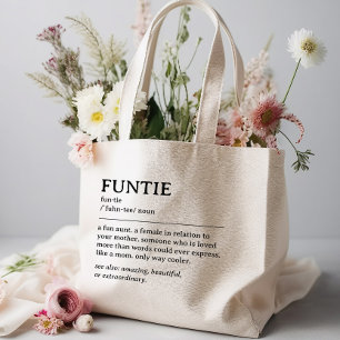 Personalized Funtie Definition Quote Large Tote Bag