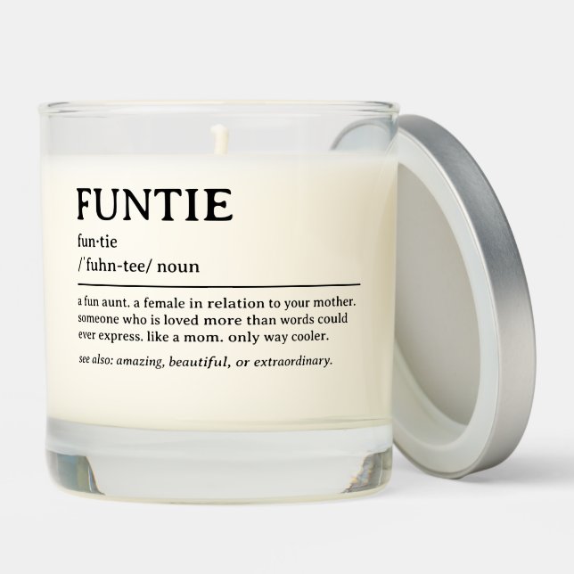 Personalized Funtie Definition Quote Scented Candle (Lid)