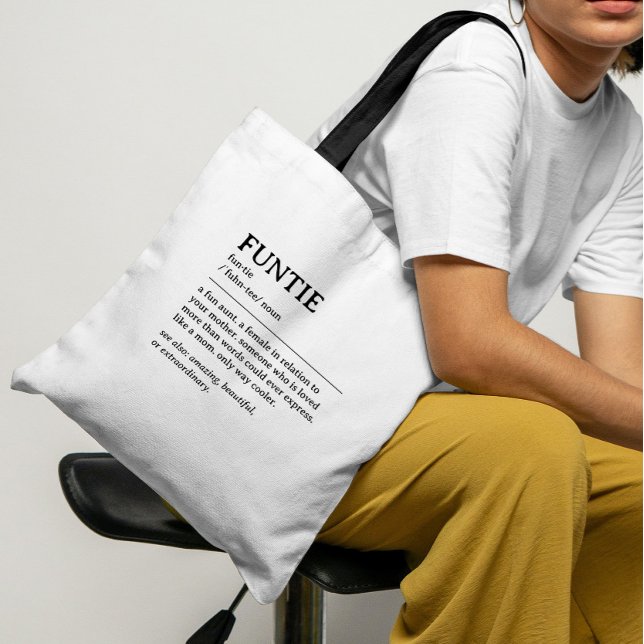 Personalized Funtie Definition Quote Tote Bag (gift for aunt)