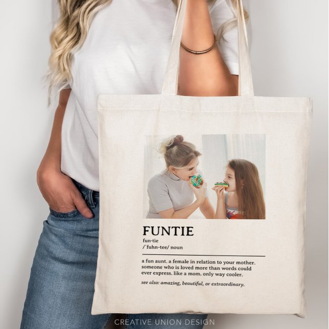 Personalized Funtie Definition Quote Tote Bag (gift for aunt)