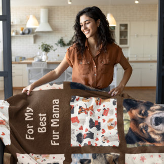 Personalized Fur Mama Akita Photo Collage Quilt Fleece Blanket