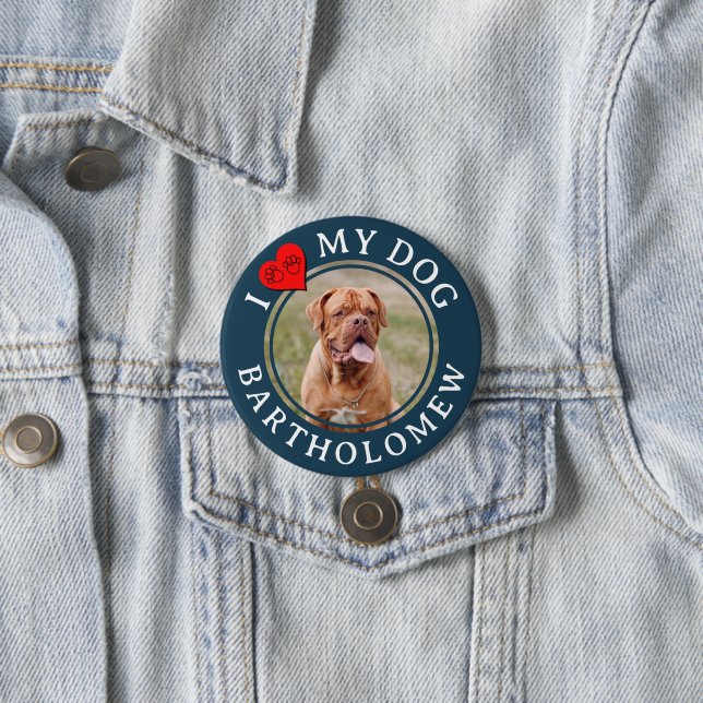 Personalized Furbaby Mastiff Photo I LOVE MY DOG  Button (In Situ)