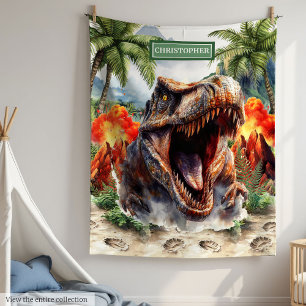 Personalized Furious Dinosaur Blanket Custom Name