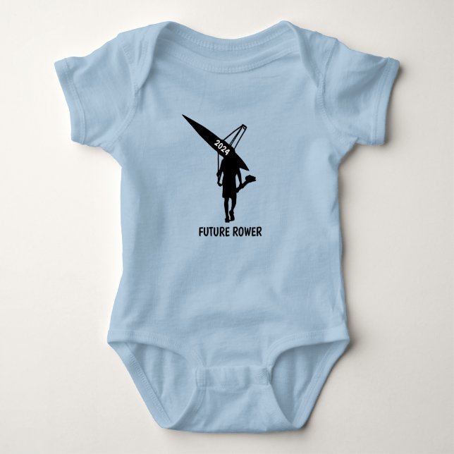 Personalized future baby rower rowing  bodysuit (Front)