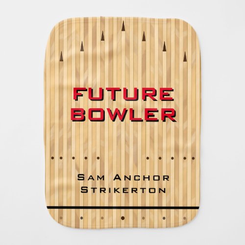 Personalized Future Bowler  Bowling Lane Design Baby Burp Cloth