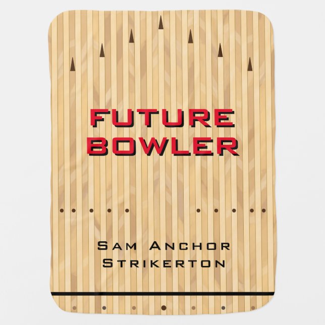 Personalized Future Bowler | Bowling Lane w/ Name Baby Blanket (Front)