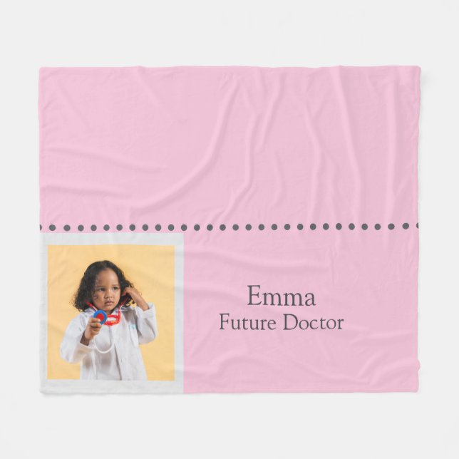 Personalized Future Doctor Kids with Name & Photo Fleece Blanket (Front (Horizontal))