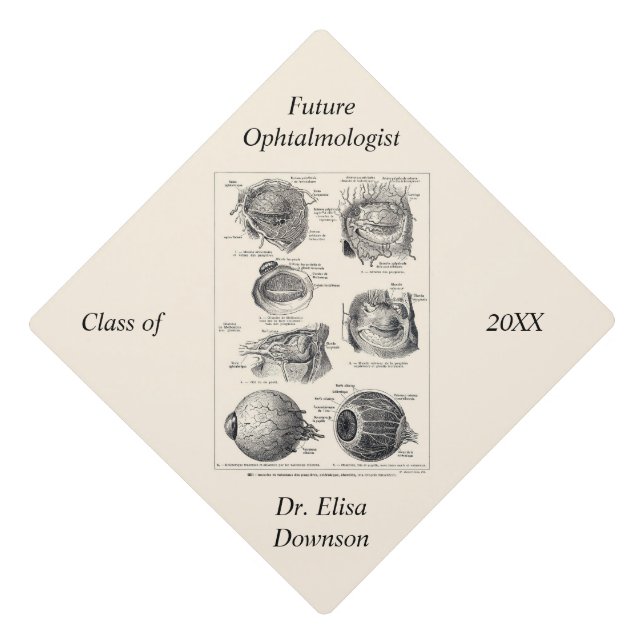Personalized Future Eye Doctor Retro Graduation  Cap Topper (Front)