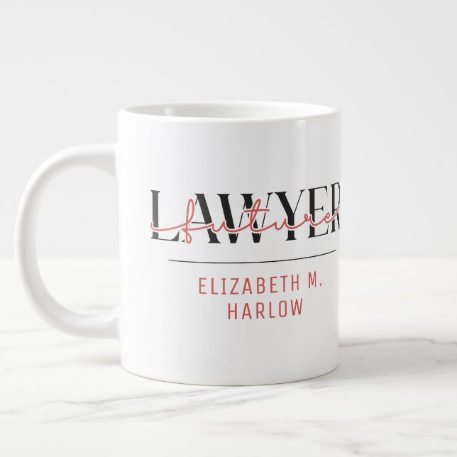 Personalized Future Lawyer Name Giant Coffee Mug (Left)