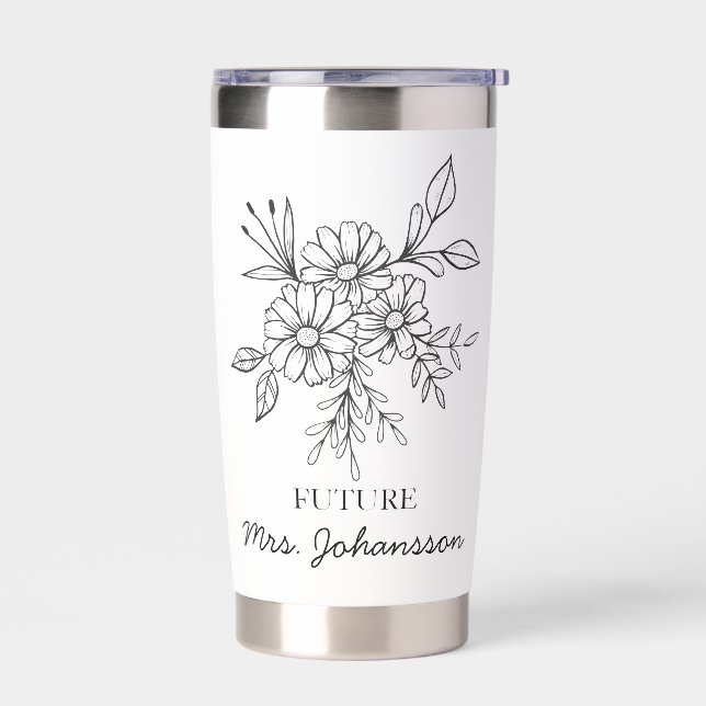 Personalized Future Mrs Coffee Glass Cup, Custom E Insulated Tumbler (Left)
