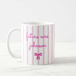 Personalized Future Mrs Stripe Engaged Bride to Be Coffee Mug