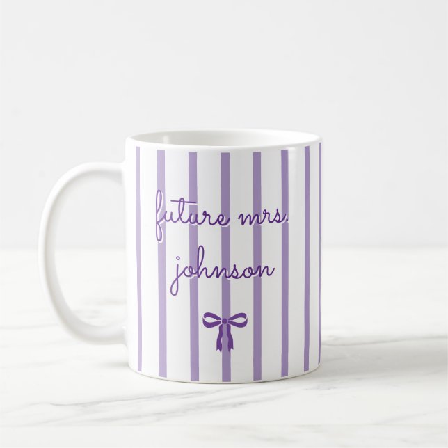 Personalized Future Mrs Stripe Engaged Bride to Be Coffee Mug (Left)