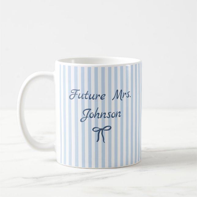 Personalized Future Mrs Striped Engaged Mug (Left)