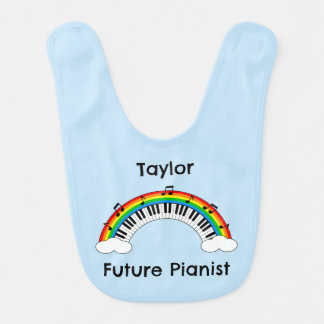 Personalized Future Pianist Rainbow Baby Bib