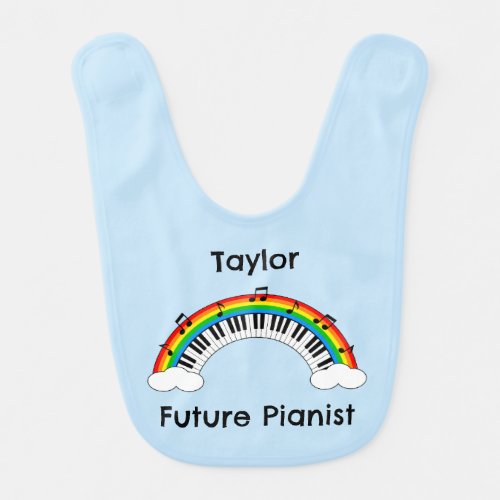 Personalized Future Pianist Rainbow Baby Bib