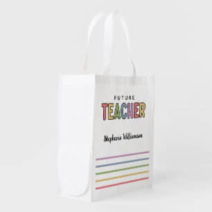 Personalized Future Teacher Colorful Cute Gift Grocery Bag