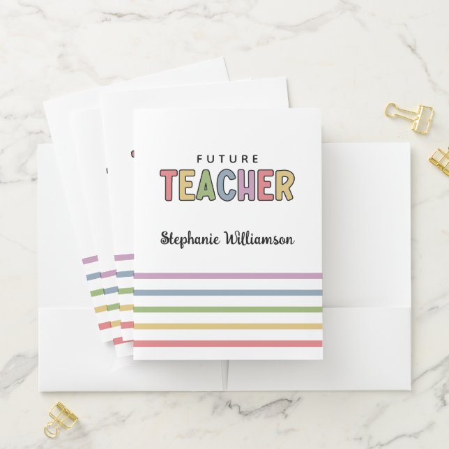 Personalized Future Teacher Colorful Cute Gift Pocket Folder (In Situ)