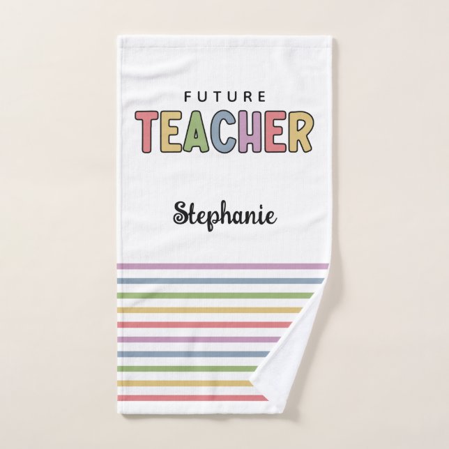 Personalized Future Teacher Colorful Cute Hand Towel (Hand Towel)