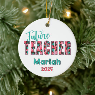 Personalized Future Teacher Leopard Print Ornament