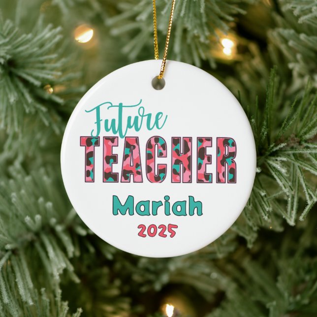 Personalized Future Teacher Leopard Print Ornament (Tree)