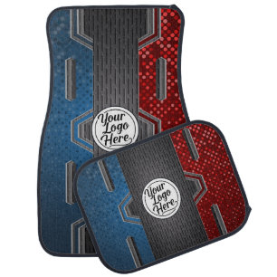 Personalized Futuristic Metallic Red Blue Pattern Car Floor Mat