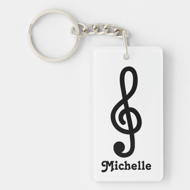 Personalized G Treble clef music note keychain (Front)