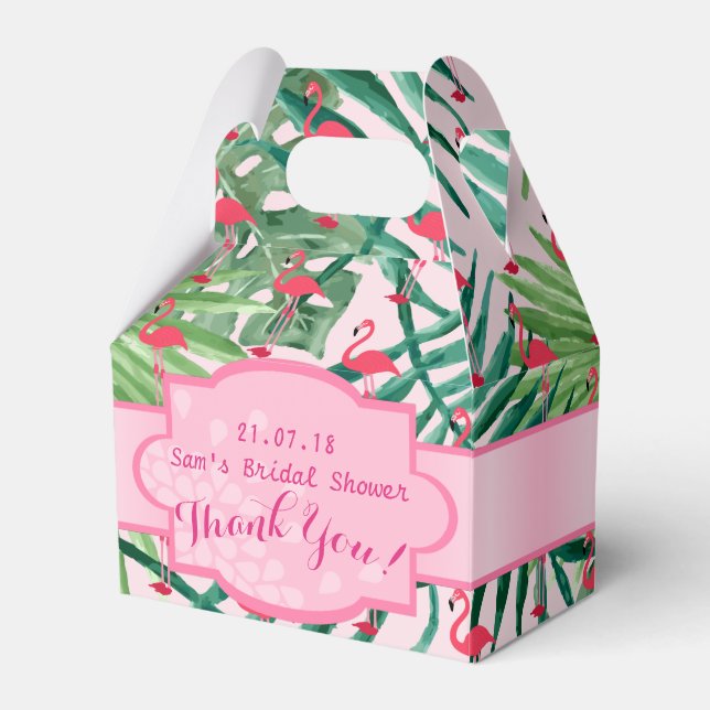 Personalized Gable Boxes Tropical Leaf Flamingos (Front Side)