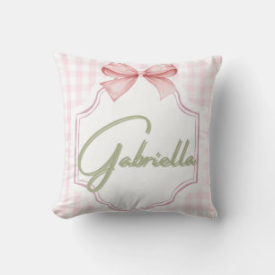 Personalized Gabriella Baby Girl Nursery Bow  Throw Pillow