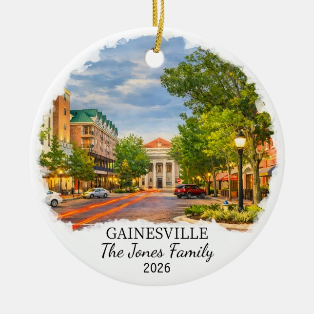 Personalized Gainesville Ornament, Custom Florida Ceramic Ornament (Front)