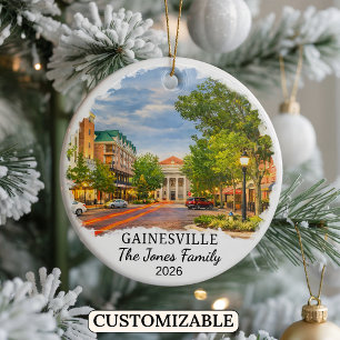 Personalized Gainesville Ornament, Custom Florida Ceramic Ornament
