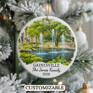 Personalized Gainesville Ornament, Custom Florida Ceramic Ornament