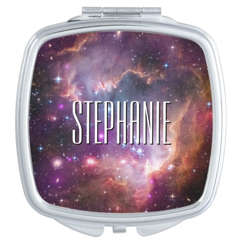 Personalized Galactic Outer Space Purple Nebulae Makeup Mirror